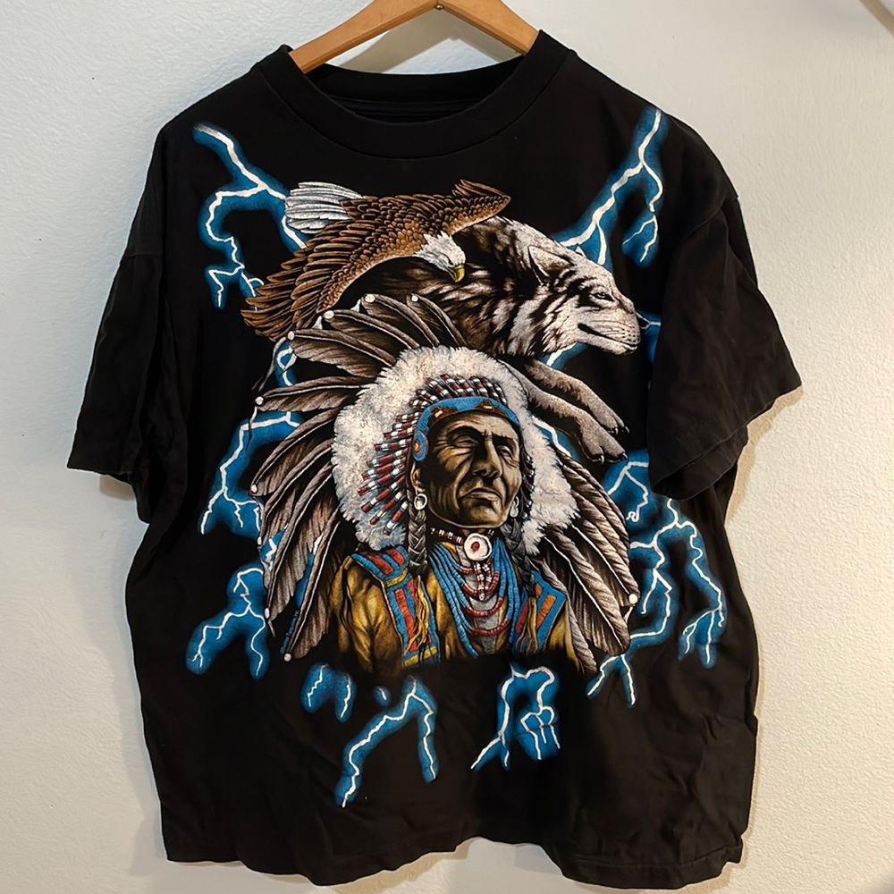 Vintage Men's American Thunder Biker T-Shirt XXL